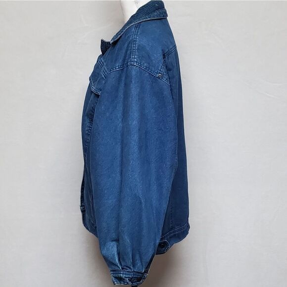 RARE Vintage 1970s Etienne Aigner Blue Tapered Sleeve Filled Puffer Denim Jacket - Picture 5 of 13